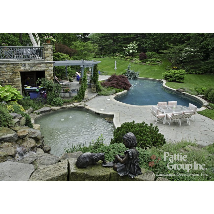 Landscape Design with Pond, Pool & Pergola